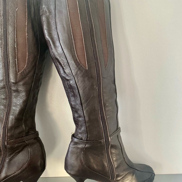 Rare! Shane and Shawn Boardroom Rockstars leather knee brown boot size 7 - Picture 9 of 16